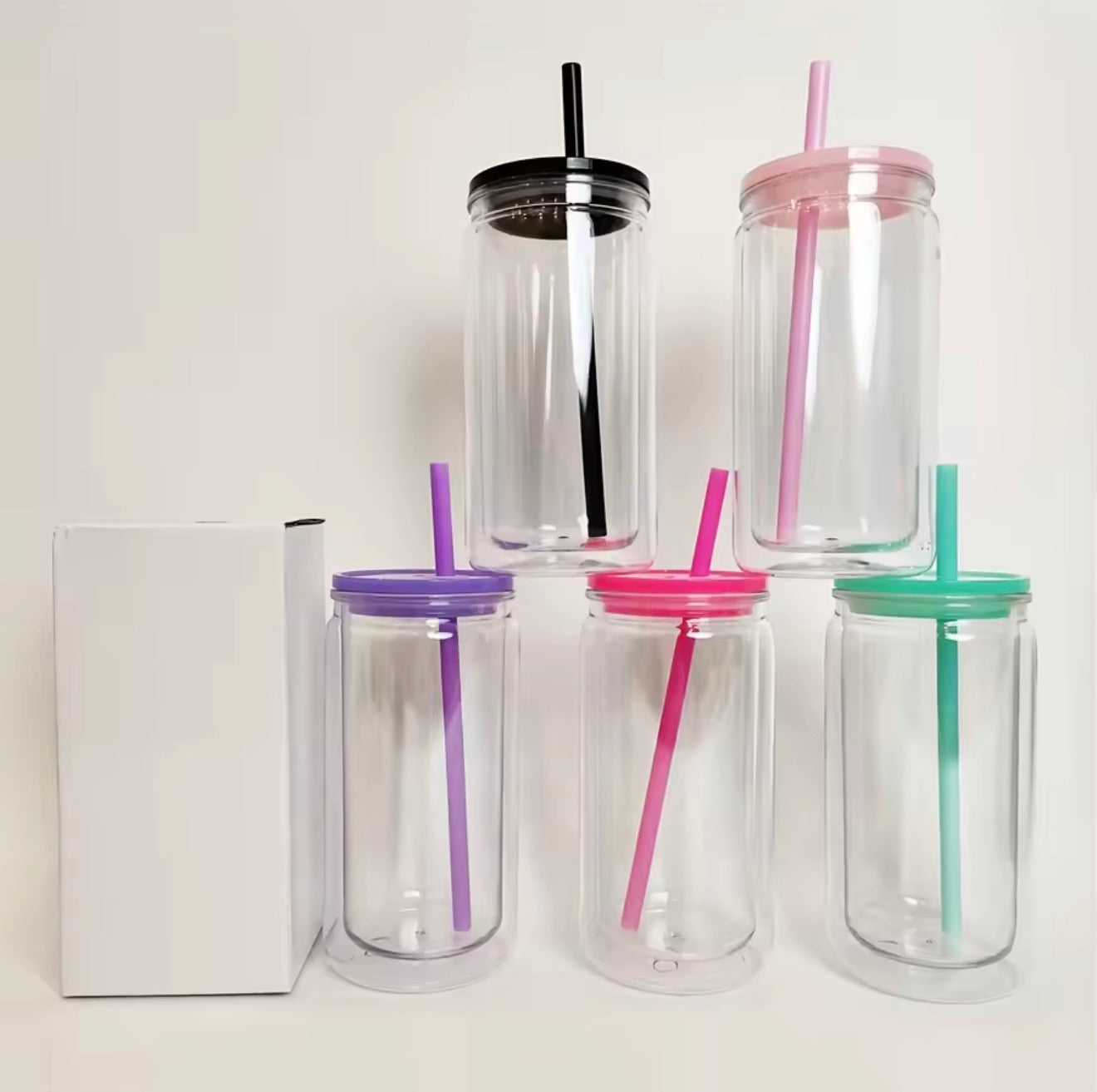 16 oz With Color Lid and Straw