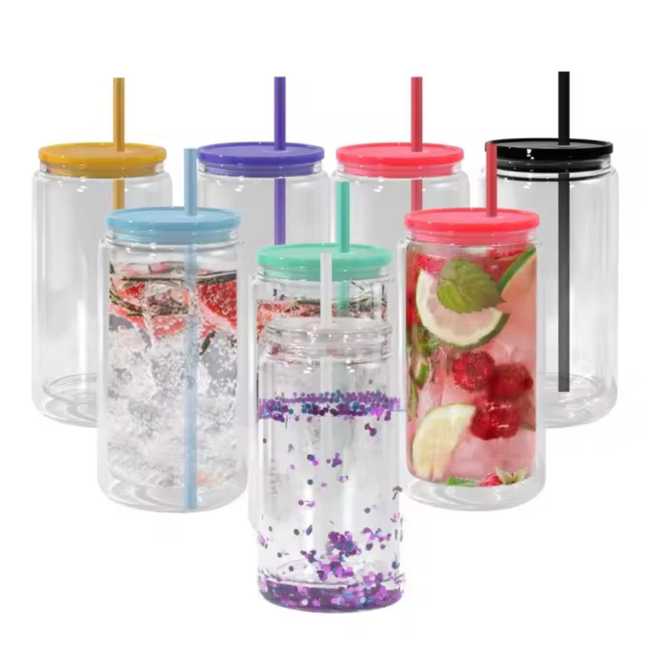 16 oz With Color Lid and Straw